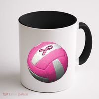 Breast Cancer Ribbon Pink Volleyball Coffee Mug thumb 1