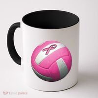 Breast Cancer Ribbon Pink Volleyball Coffee Mug thumb 0