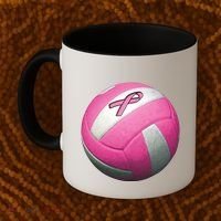 Breast Cancer Ribbon Pink Volleyball Coffee Mug thumb 2