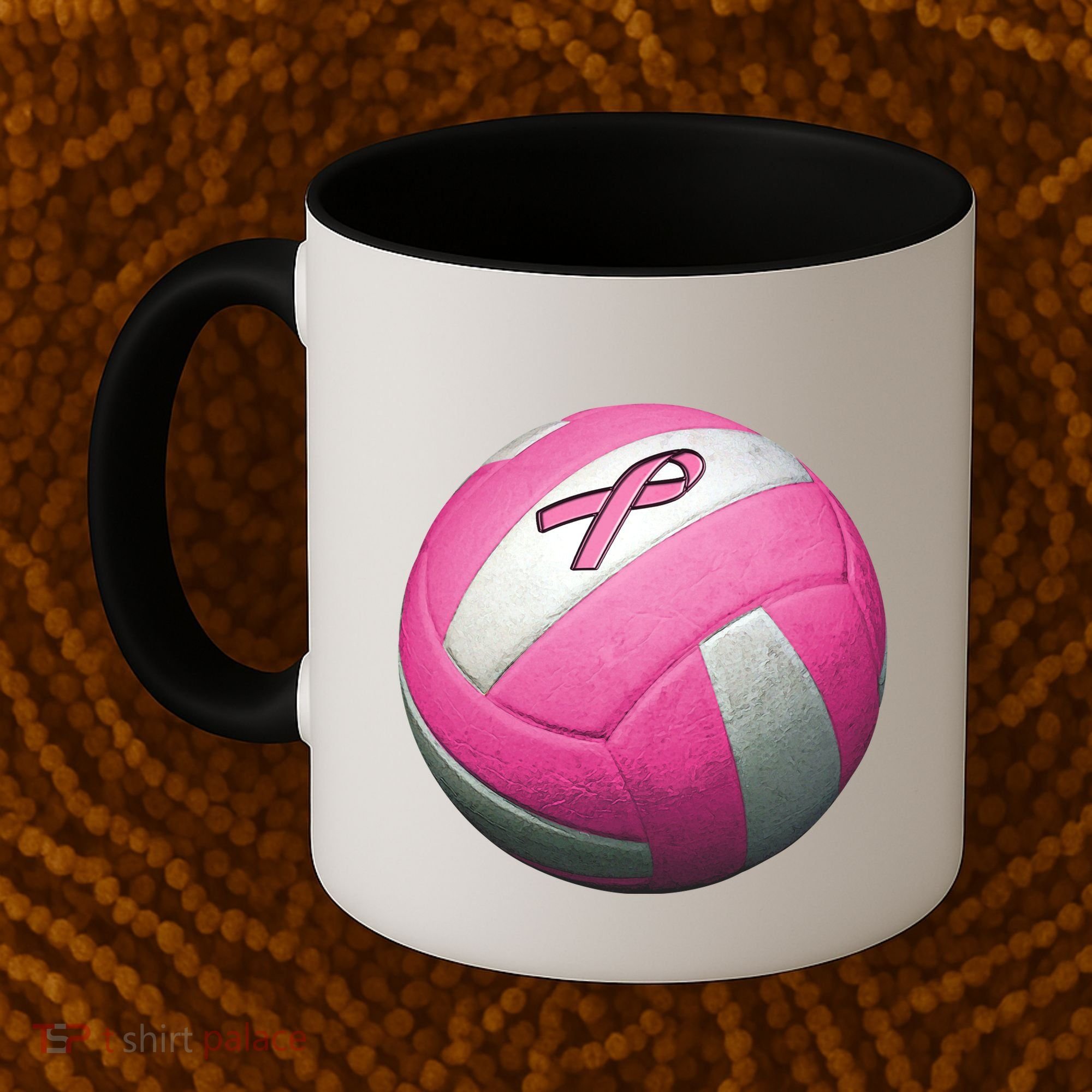 Breast Cancer Ribbon Pink Volleyball Coffee Mug