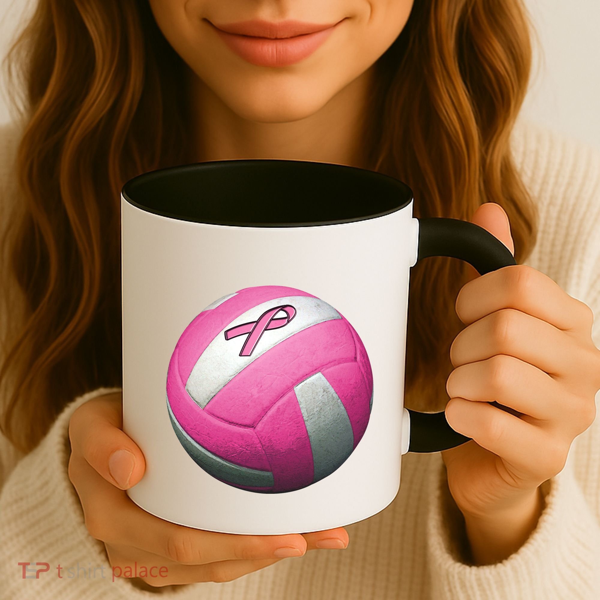 Breast Cancer Ribbon Pink Volleyball Coffee Mug