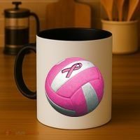 Breast Cancer Ribbon Pink Volleyball Coffee Mug thumb 4