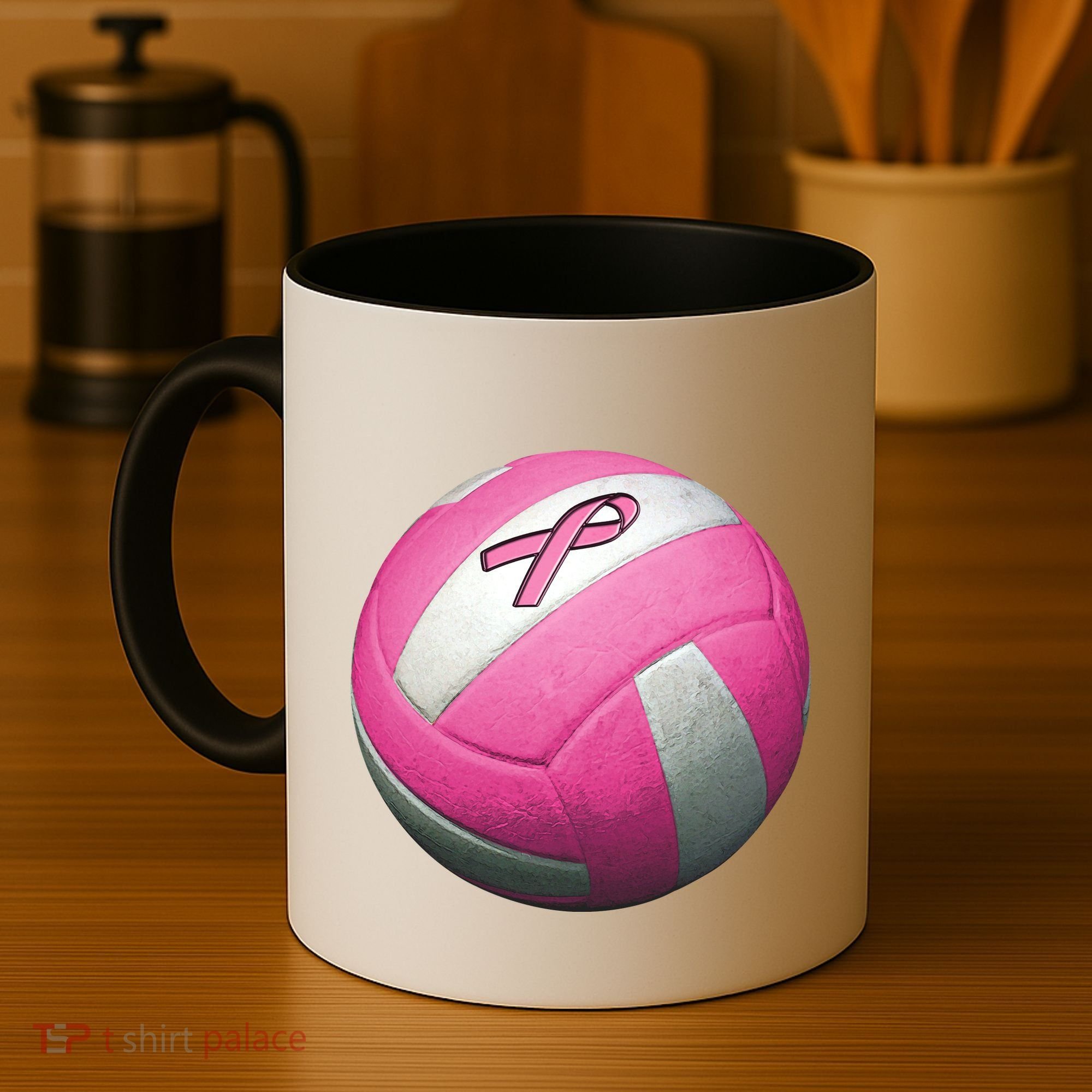 Breast Cancer Ribbon Pink Volleyball Coffee Mug