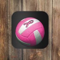 Breast Cancer Ribbon Pink Volleyball Coaster thumb 0