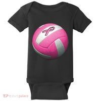 Breast Cancer Ribbon Pink Volleyball Baby Bodysuit thumb 0