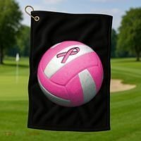 Breast Cancer Ribbon Pink Volleyball Golf Towel thumb 1