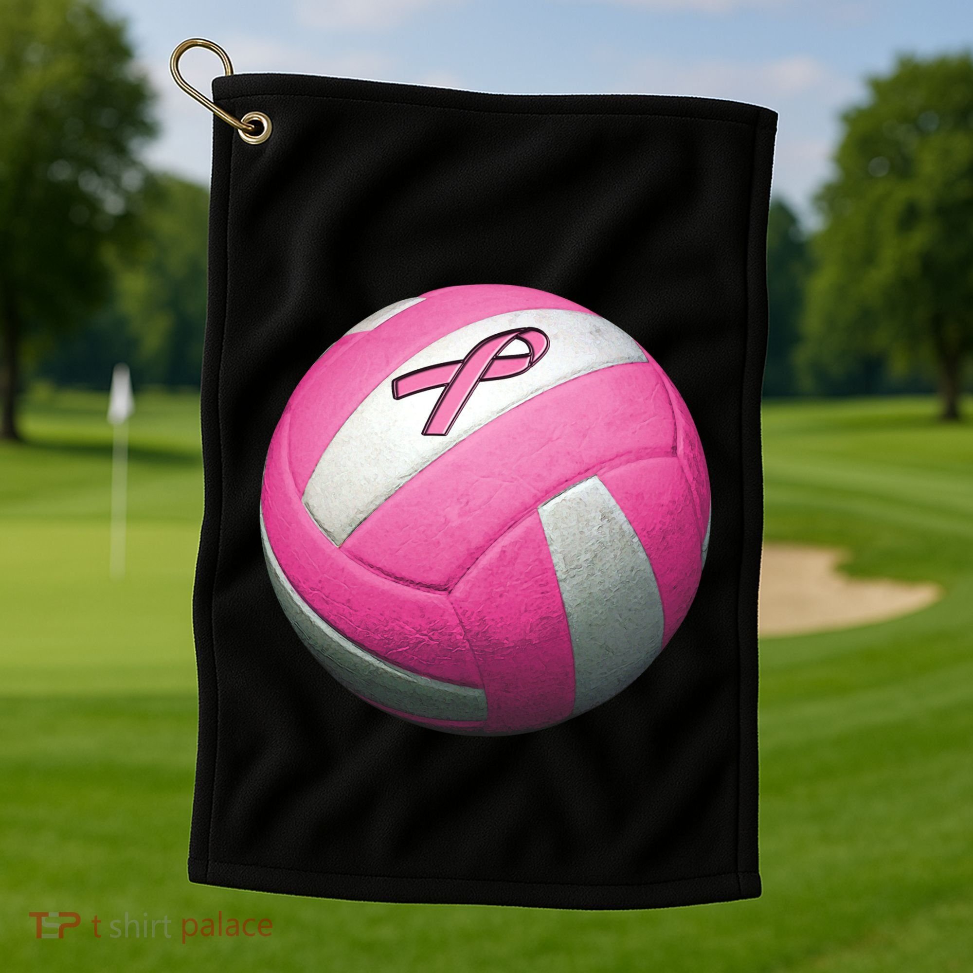 Breast Cancer Ribbon Pink Volleyball Golf Towel