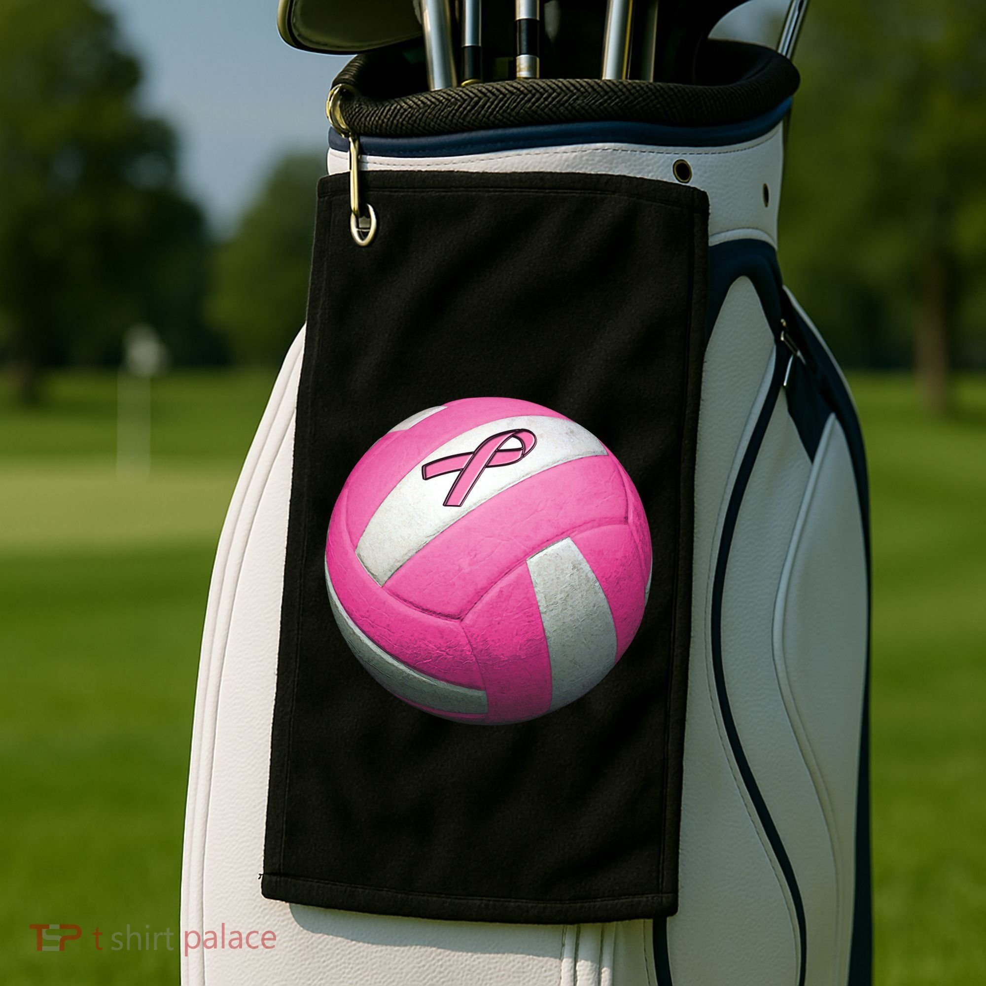 Breast Cancer Ribbon Pink Volleyball Golf Towel
