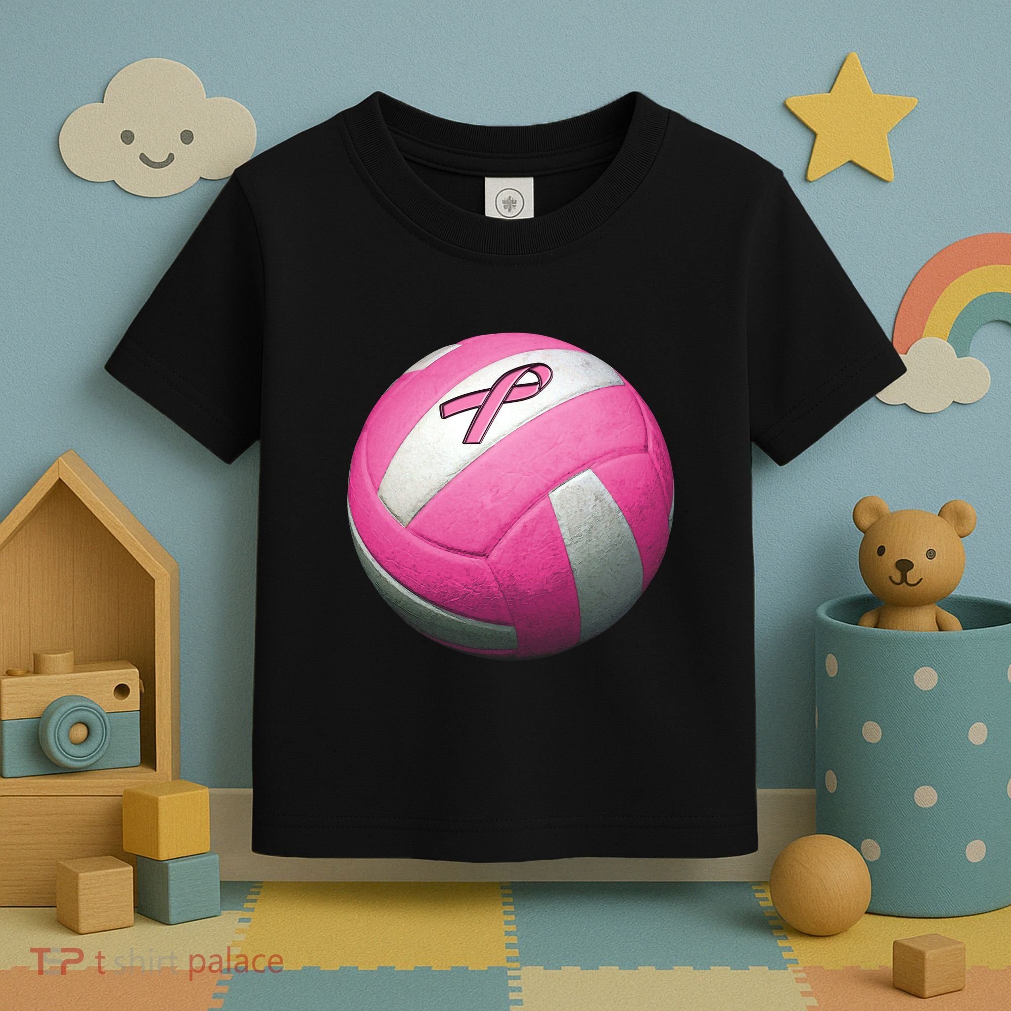 Breast Cancer Ribbon Pink Volleyball Toddler T-Shirt
