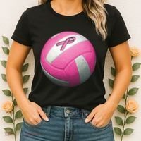 Breast Cancer Ribbon Pink Volleyball Women's T-Shirt thumb 2
