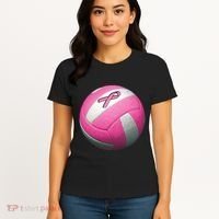 Breast Cancer Ribbon Pink Volleyball Women's T-Shirt thumb 4