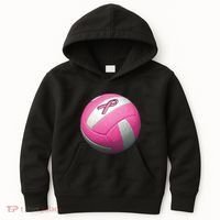 Breast Cancer Ribbon Pink Volleyball Kids Hoodie thumb 0