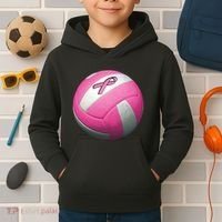 Breast Cancer Ribbon Pink Volleyball Kids Hoodie thumb 2