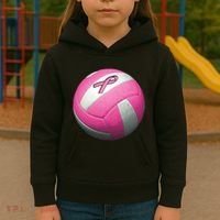 Breast Cancer Ribbon Pink Volleyball Kids Hoodie thumb 3