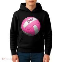 Breast Cancer Ribbon Pink Volleyball Kids Hoodie thumb 4