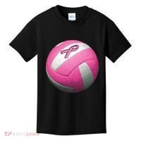 Breast Cancer Ribbon Pink Volleyball Kids T-Shirt thumb 0