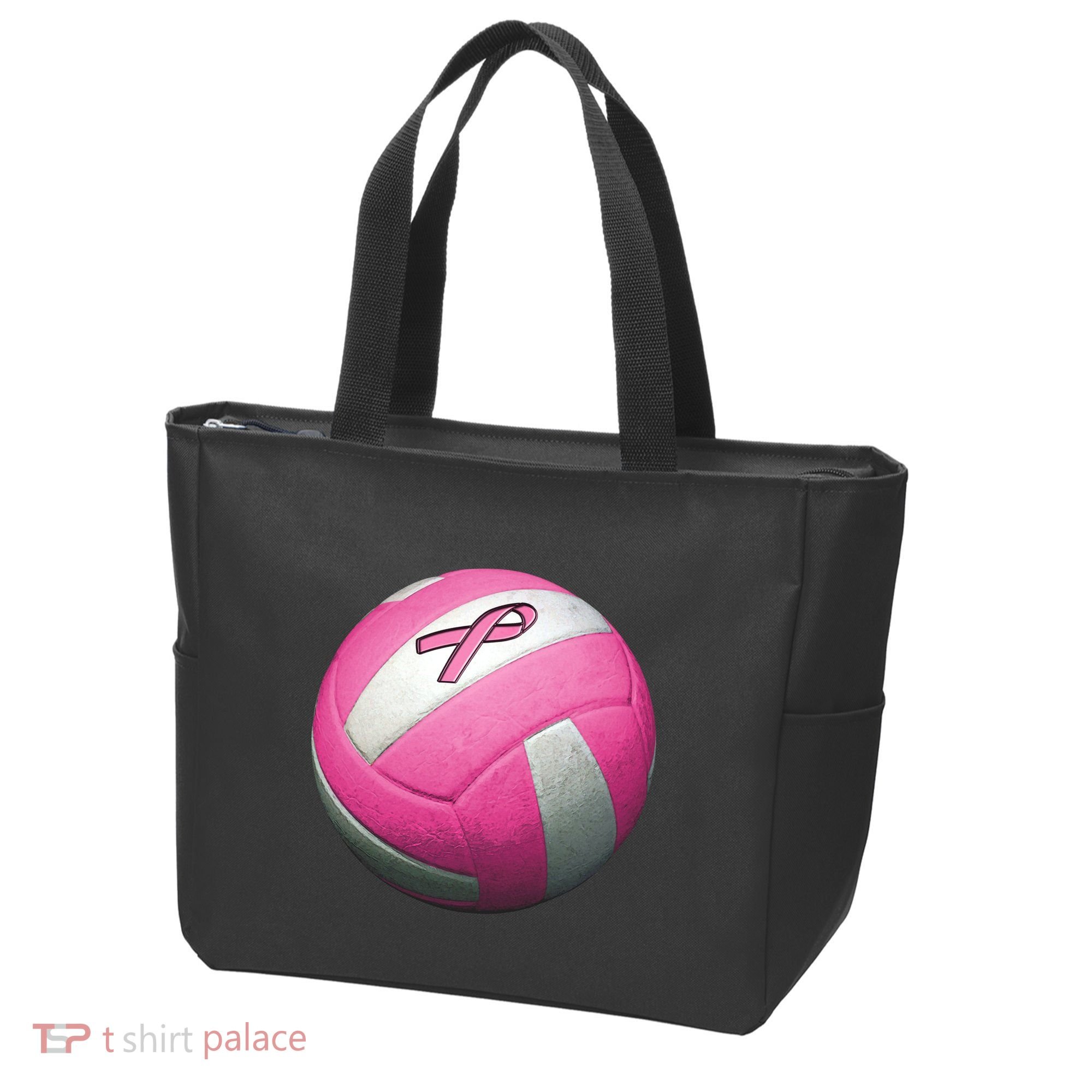 Breast Cancer Ribbon Pink Volleyball Tote Bag