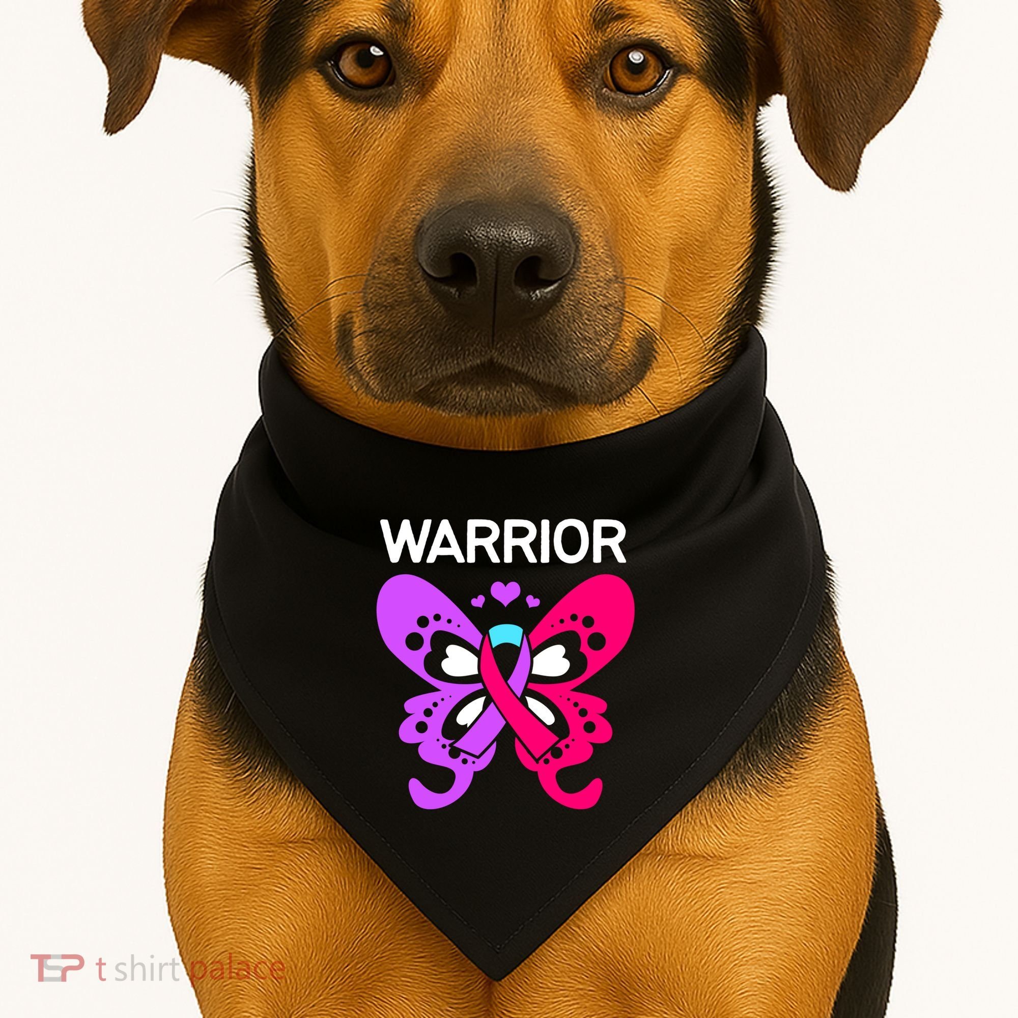 Butterfly Cancer Ribbon Thyroid Cancer Warrior Gift USA-Made Doggie Bandana
