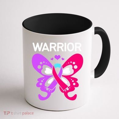 Butterfly Cancer Ribbon Thyroid Cancer Warrior Gift Coffee Mug back