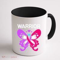 Butterfly Cancer Ribbon Thyroid Cancer Warrior Gift Coffee Mug thumb 1