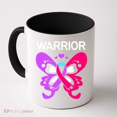 Butterfly Cancer Ribbon Thyroid Cancer Warrior Gift Coffee Mug