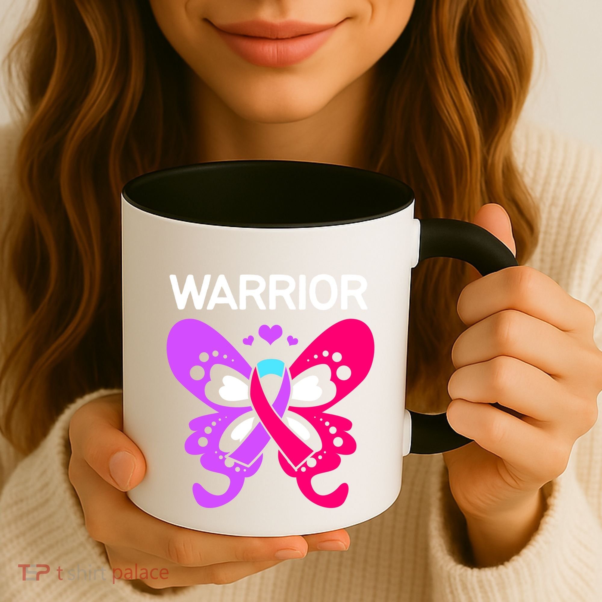 Butterfly Cancer Ribbon Thyroid Cancer Warrior Gift Coffee Mug