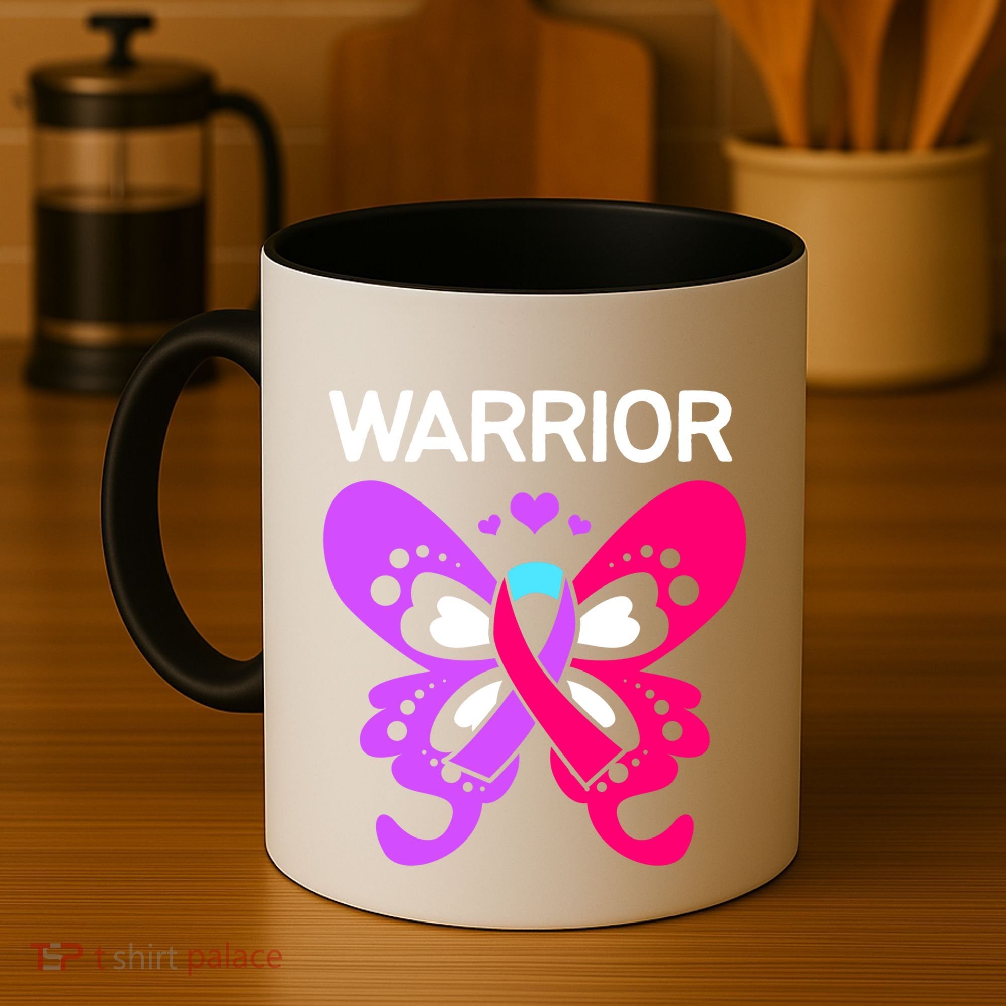 Butterfly Cancer Ribbon Thyroid Cancer Warrior Gift Coffee Mug