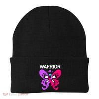 Butterfly Cancer Ribbon Thyroid Cancer Warrior Gift Beanie thumb 0