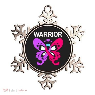 Butterfly Cancer Ribbon Thyroid Cancer Warrior Gift Ornament