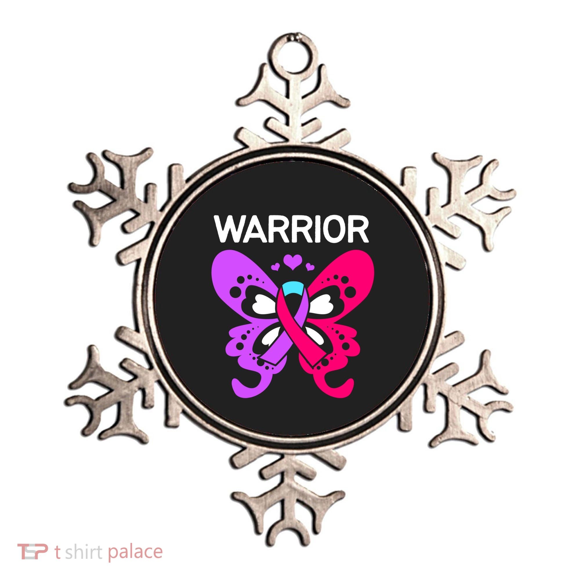 Butterfly Cancer Ribbon Thyroid Cancer Warrior Gift Ornament