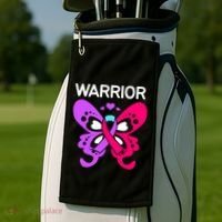 Butterfly Cancer Ribbon Thyroid Cancer Warrior Gift Golf Towel thumb 2