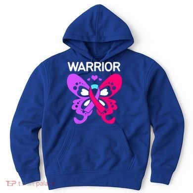 Butterfly Cancer Ribbon Thyroid Cancer Warrior Gift Hoodie