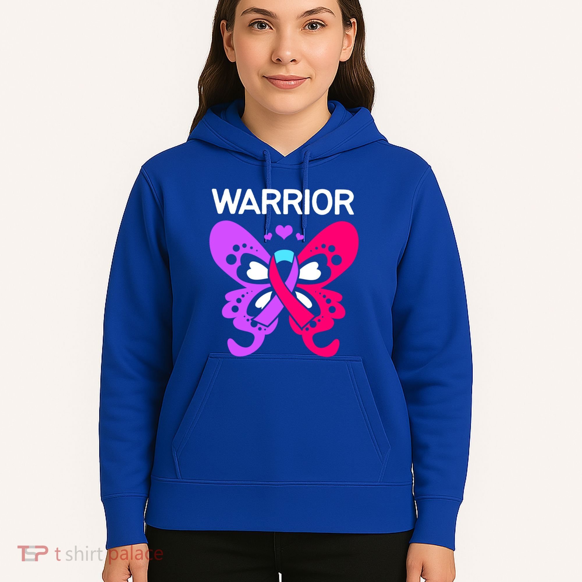 Butterfly Cancer Ribbon Thyroid Cancer Warrior Gift Hoodie