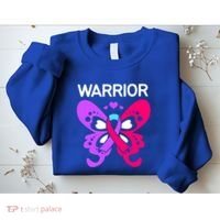 Butterfly Cancer Ribbon Thyroid Cancer Warrior Gift Sweatshirt thumb 2