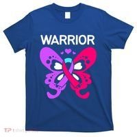 Butterfly Cancer Ribbon Thyroid Cancer Warrior Gift T-Shirt thumb 0