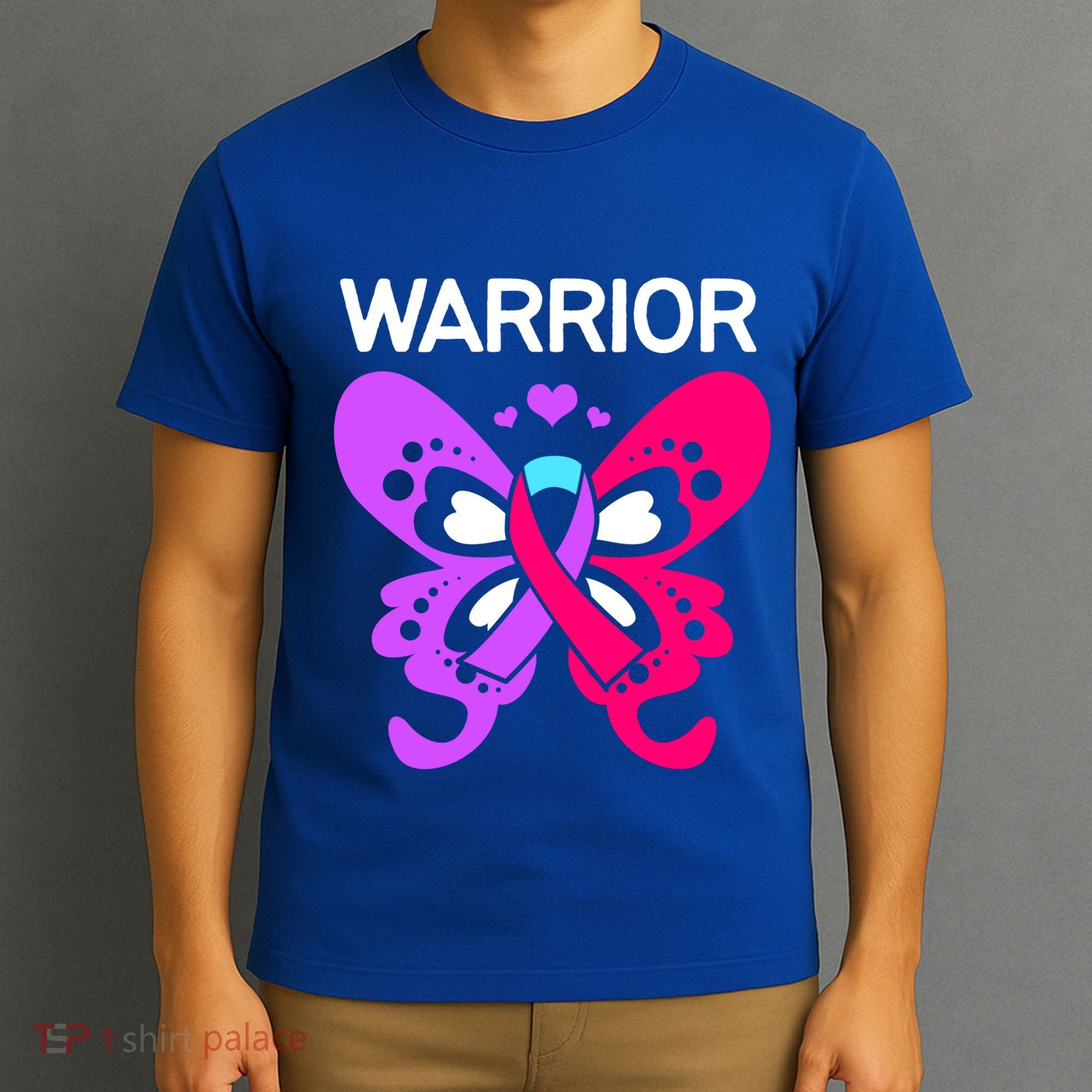 Butterfly Cancer Ribbon Thyroid Cancer Warrior Gift T-Shirt