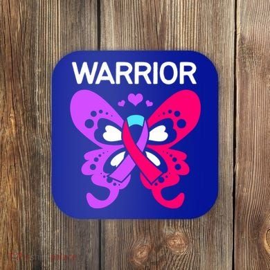 Butterfly Cancer Ribbon Thyroid Cancer Warrior Gift Coaster