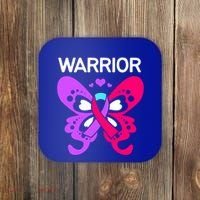 Butterfly Cancer Ribbon Thyroid Cancer Warrior Gift Coaster thumb 0