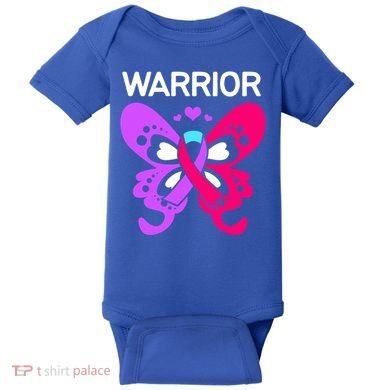 Butterfly Cancer Ribbon Thyroid Cancer Warrior Gift Baby Bodysuit