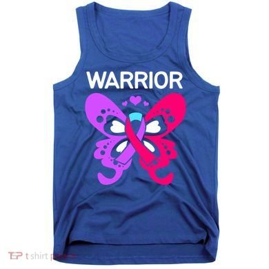 Butterfly Cancer Ribbon Thyroid Cancer Warrior Gift Tank Top