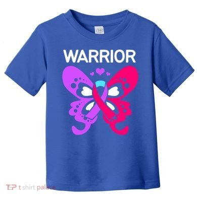 Butterfly Cancer Ribbon Thyroid Cancer Warrior Gift Toddler T-Shirt