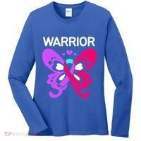 Butterfly Cancer Ribbon Thyroid Cancer Warrior Gift Women's Long Sleeve Shirt thumb 0