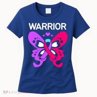 Butterfly Cancer Ribbon Thyroid Cancer Warrior Gift Women's T-Shirt