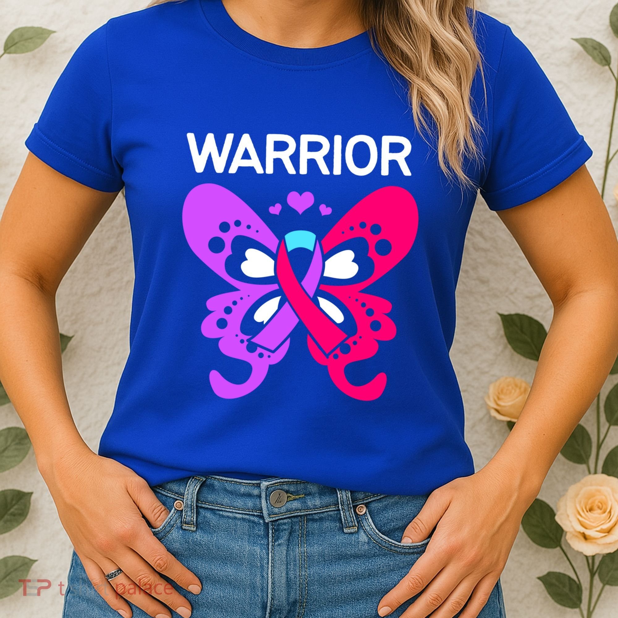 Butterfly Cancer Ribbon Thyroid Cancer Warrior Gift Women's T-Shirt