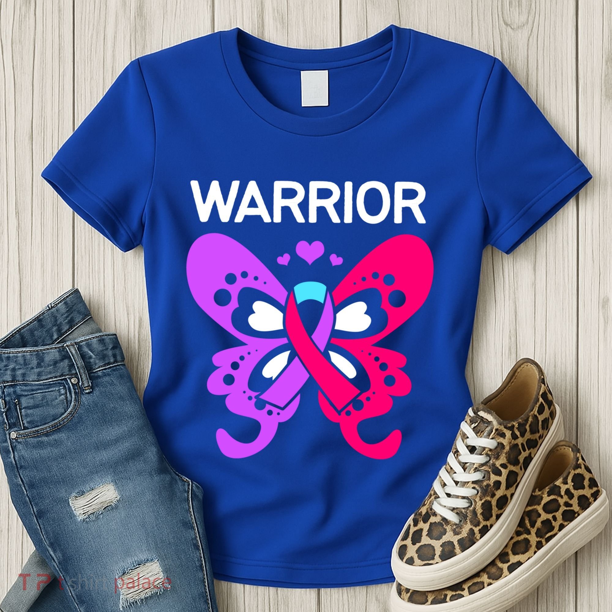 Butterfly Cancer Ribbon Thyroid Cancer Warrior Gift Women's T-Shirt
