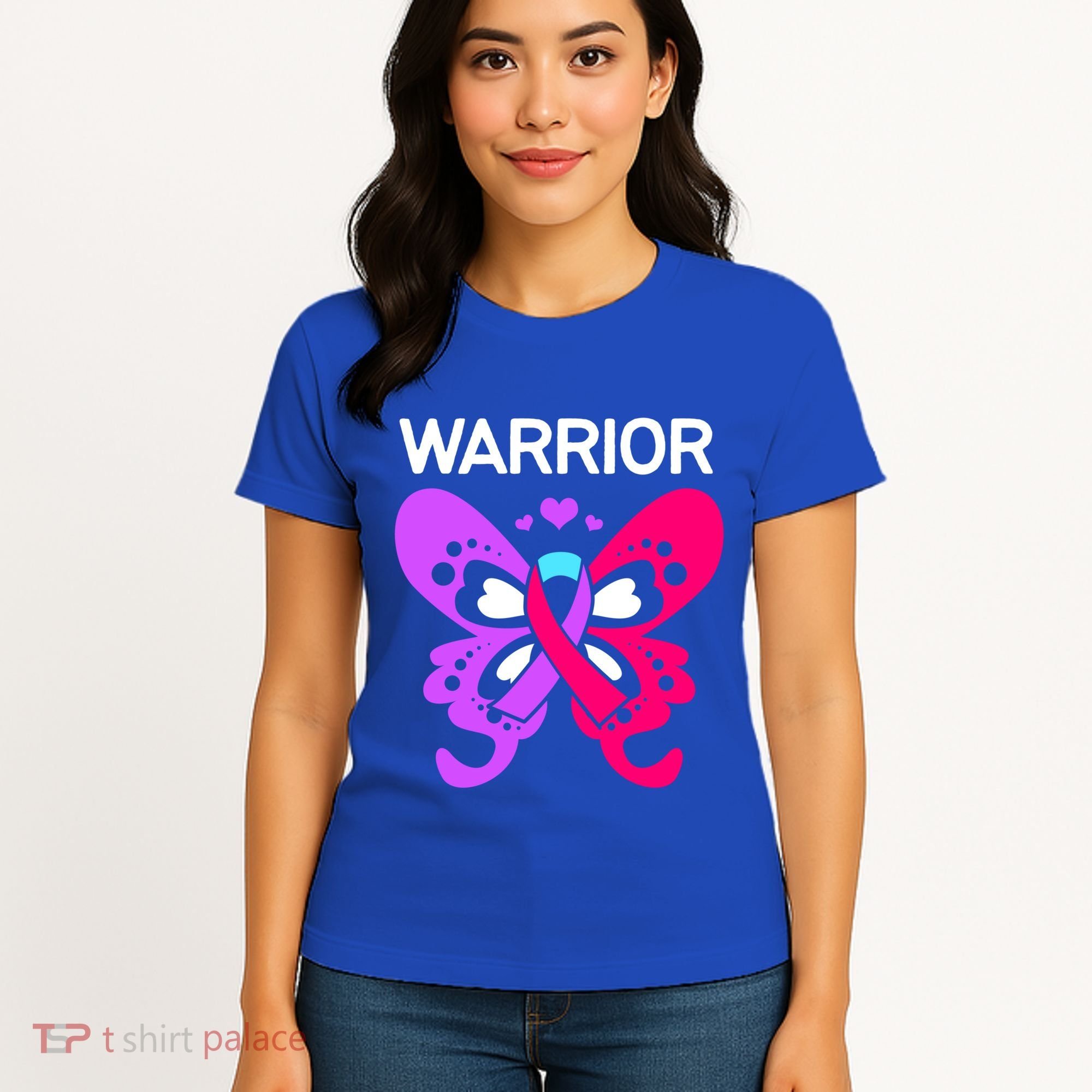 Butterfly Cancer Ribbon Thyroid Cancer Warrior Gift Women's T-Shirt