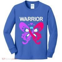 Butterfly Cancer Ribbon Thyroid Cancer Warrior Gift Kids Long Sleeve Shirt thumb 0