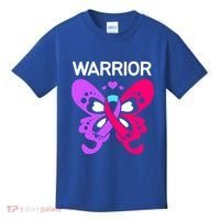 Butterfly Cancer Ribbon Thyroid Cancer Warrior Gift Kids T-Shirt thumb 0