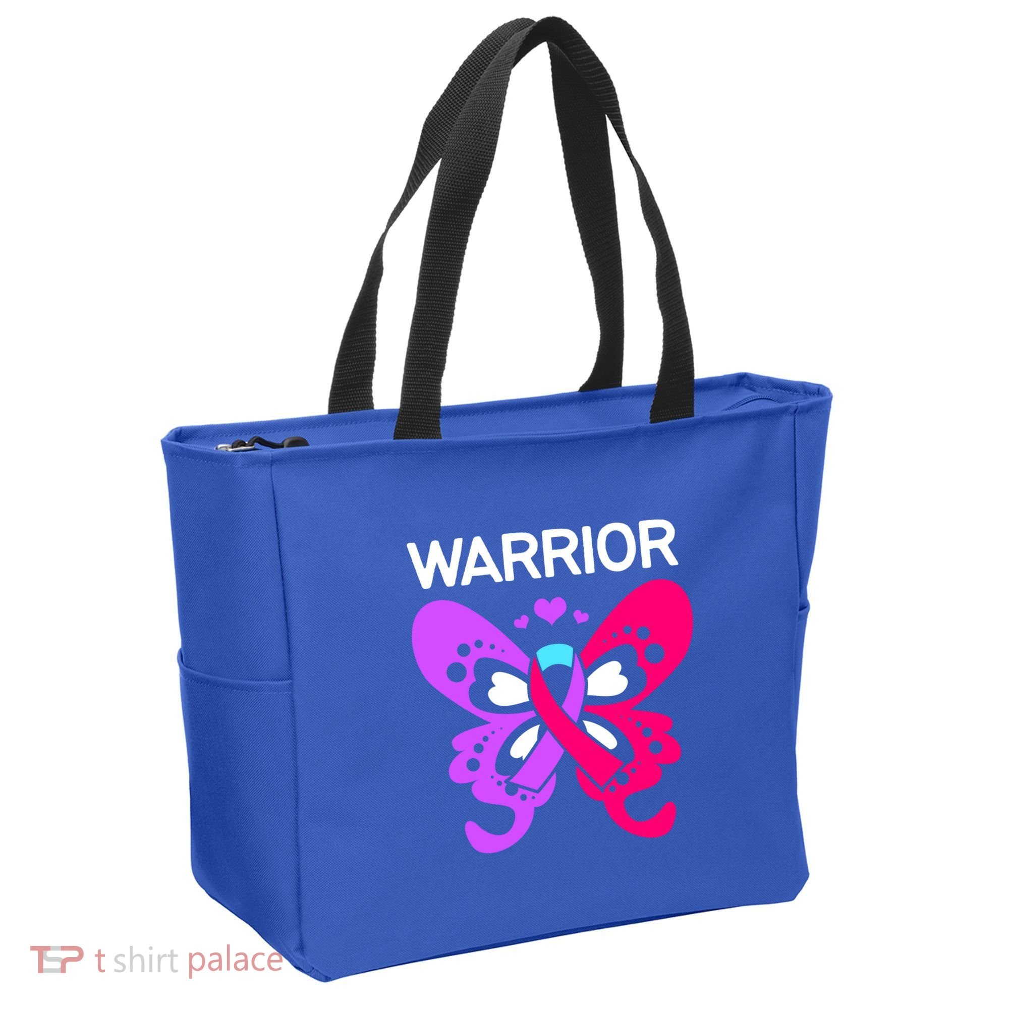 Butterfly Cancer Ribbon Thyroid Cancer Warrior Gift Tote Bag