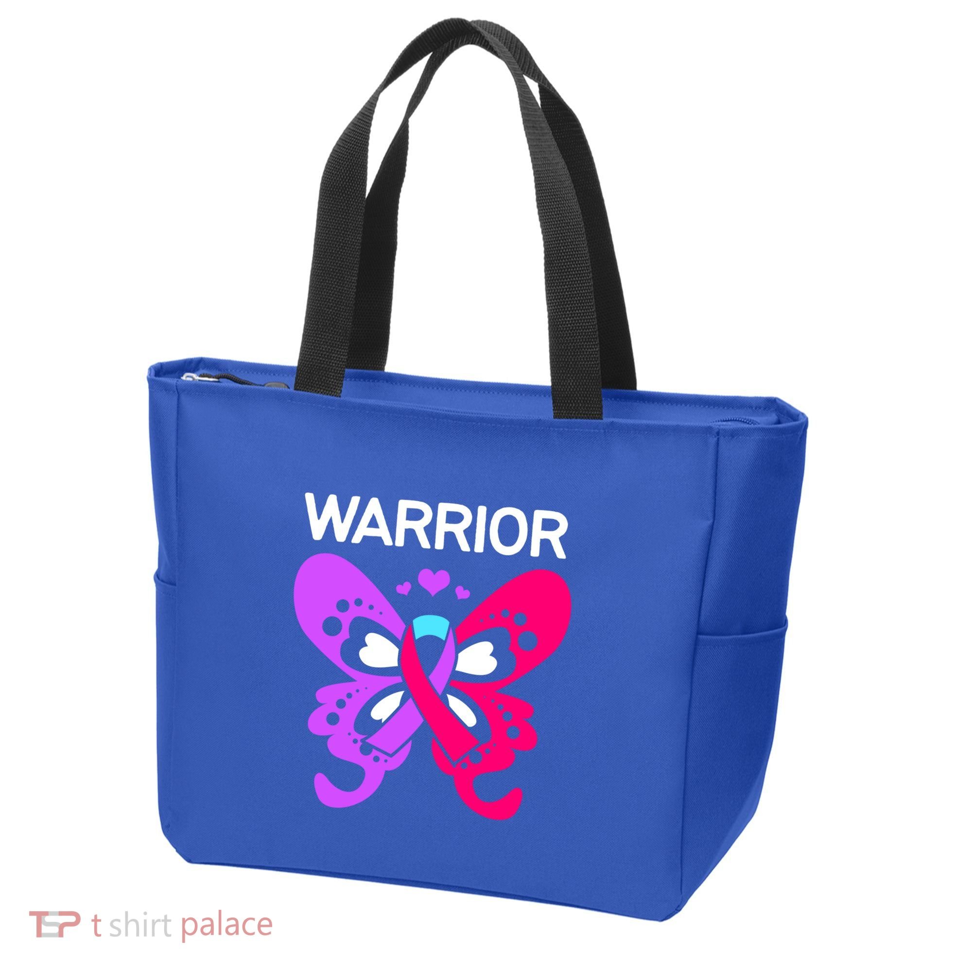 Butterfly Cancer Ribbon Thyroid Cancer Warrior Gift Tote Bag